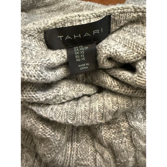 GUC Women's Tahari Light Gray Mock Turtleneck Sweater Midi Dress XS - Picture 6 of 8